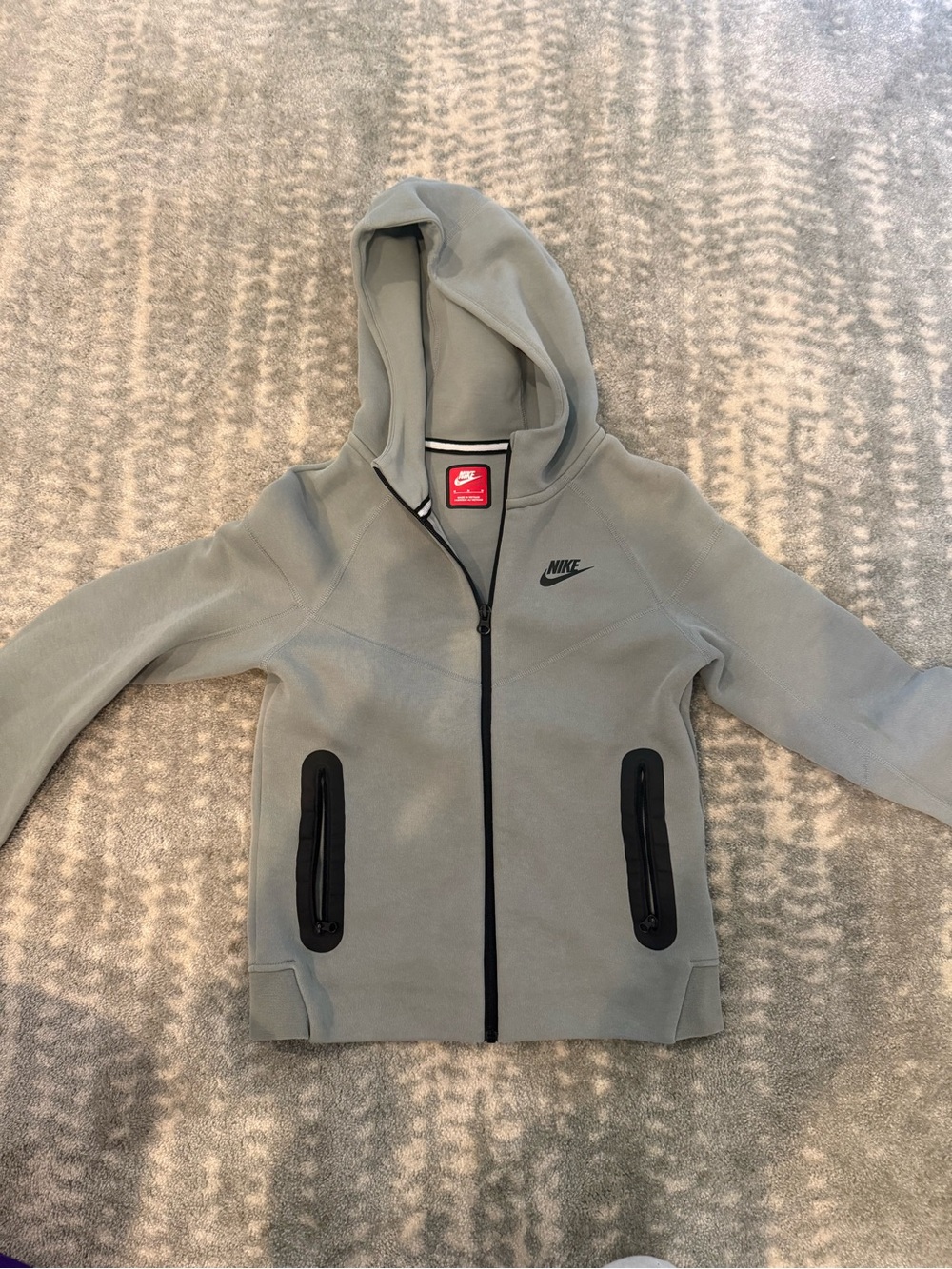 Nike Tech Kids Hooded Zip Jacket - Light Gray with Black Accents